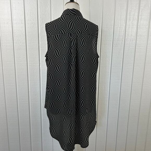 Express Women Sleeveless Polka Dot Tunic Top Dress Preppy Holiday Black Large - Picture 5 of 7